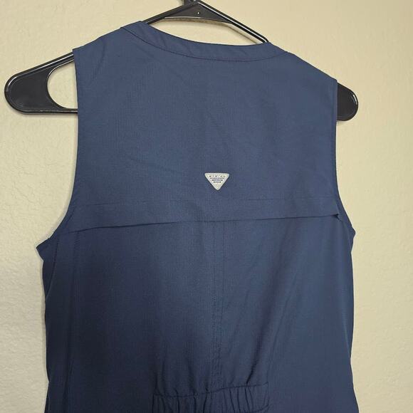 Columbira PFG crystal springs navy blue sleeveless button up vented dress size S - Picture 4 of 7